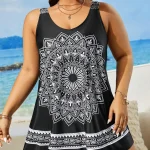 Plus Size Womens Mandala Print Sleeveless Swim Dress 1 | PricZone