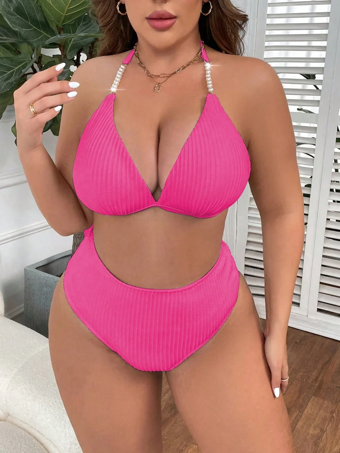 2 Piece Solid Color Ribbed Halter Neck 2 | PricZone 2 Piece Solid Color Ribbed Halter Neck 2 | PricZone