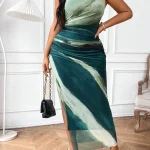 Plus Size Tie Dye Maxi Dress with Asymmetrical Neck 2 | PricZone