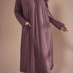 Plus Size VNeck Long Sleeve Pleated Sleep Dress 6 | PricZone Plus Size V Neck Long Sleeve Pleated Sleep Dress 6 | PricZone