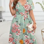 Plus Size Womens Floral Wrap Dress with Pockets 5 | PricZone Plus Size Womens Floral Wrap Dress with Pockets 5 | PricZone
