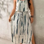 Plus Size Tie Dye Maxi Dress with Slit and Cinched Waist 3 | PricZone Plus Size Tie Dye Maxi Dress with Slit and Cinched Waist 3 | PricZone