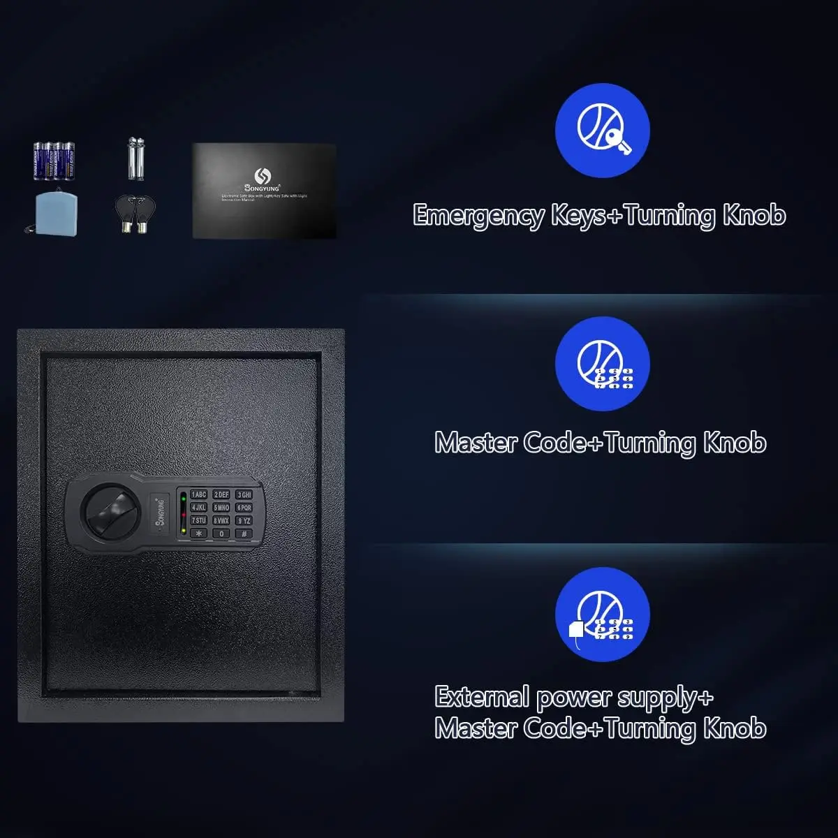 83 Keys Wall Safe with Sensor Light Emergency Power Secure 12