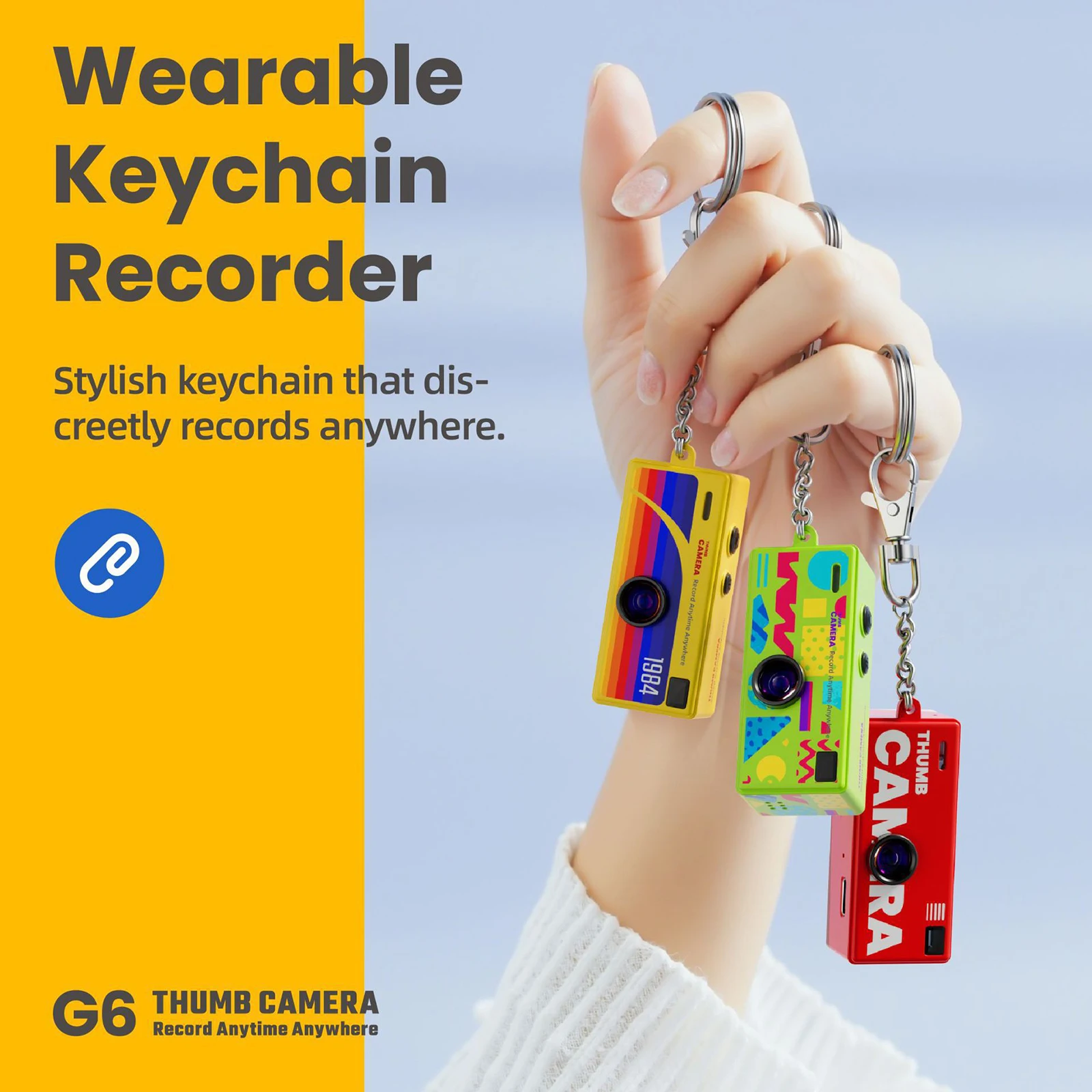 1080P Thumb Keychain Camera with 0.96In Tft Screen HD Video 23