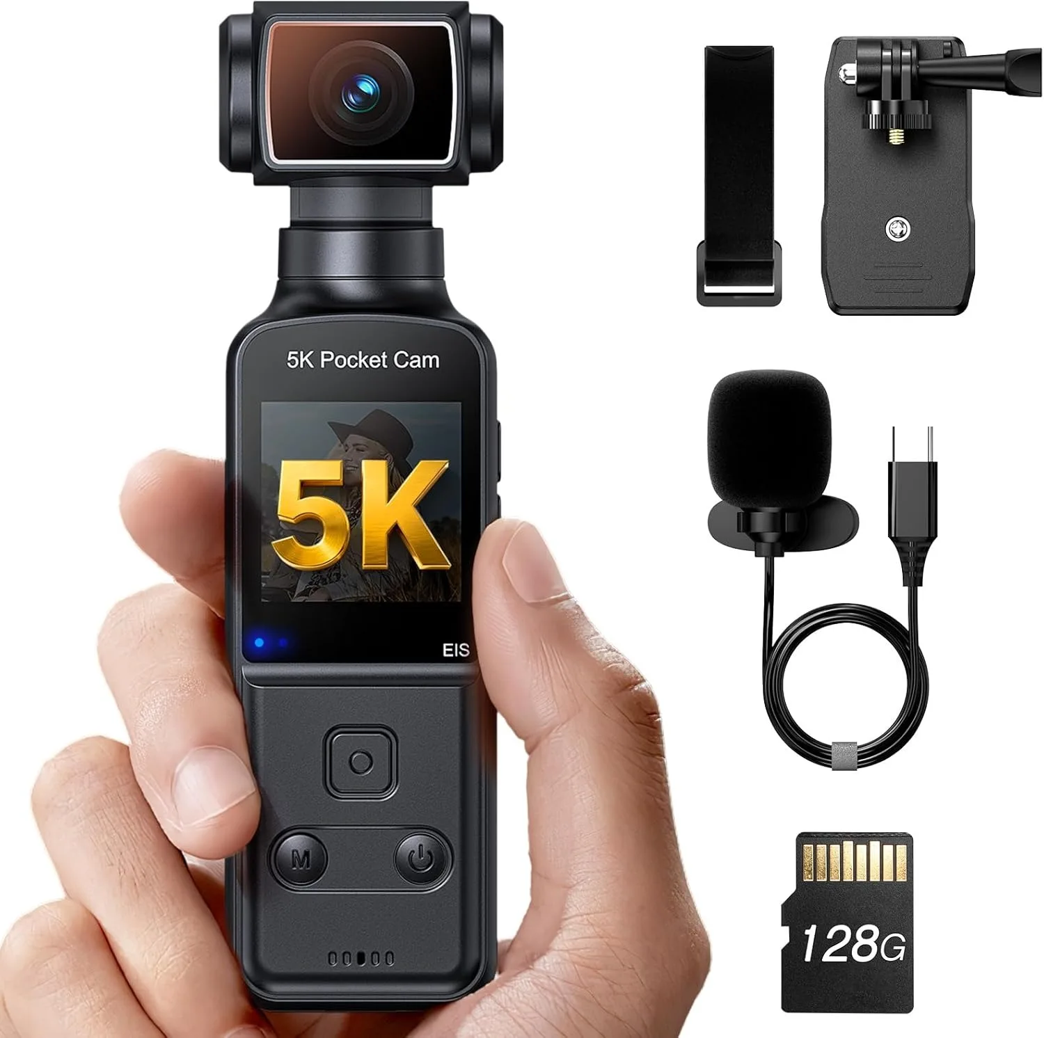 5K Body Camera with 270° Rotating Lens and External Mic 9