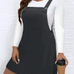 Plus Size Solid Color Minimalist Casual Pinafore Dress 1 | PricZone