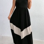 Plus Size Sleeveless Color Block Maxi Dress 6 | PricZone