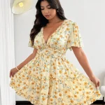 Plus Size Women Summer Chiffon Floral Ruffle Sleeve Mini 5 | PricZone Plus Size Women Summer Chiffon Floral Ruffle Sleeve Mini 5 | PricZone