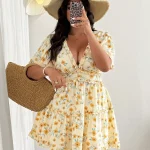 Plus Size Women Summer Chiffon Floral Ruffle Sleeve Mini 4 | PricZone Plus Size Women Summer Chiffon Floral Ruffle Sleeve Mini 4 | PricZone