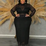 Plus Size Women Semi Sheer Lace Long Slim Fit Summer Dress 5 | PricZone Plus Size Women Semi Sheer Lace Long Slim Fit Summer Dress 5 | PricZone