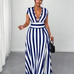 Plus Size Womens Summer Striped Maxi Dress 6 | PricZone