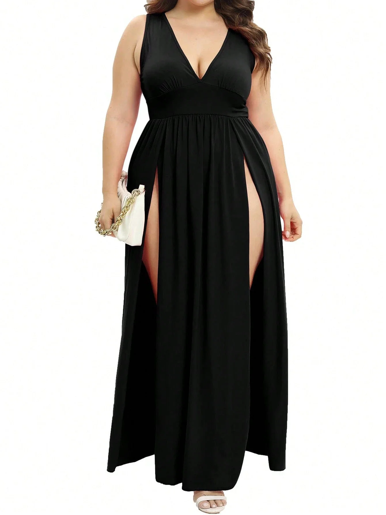 Plus Size Women Solid Color Swing Party Dress 1 | PricZone Plus Size Women Solid Color Swing Party Dress 1 | PricZone