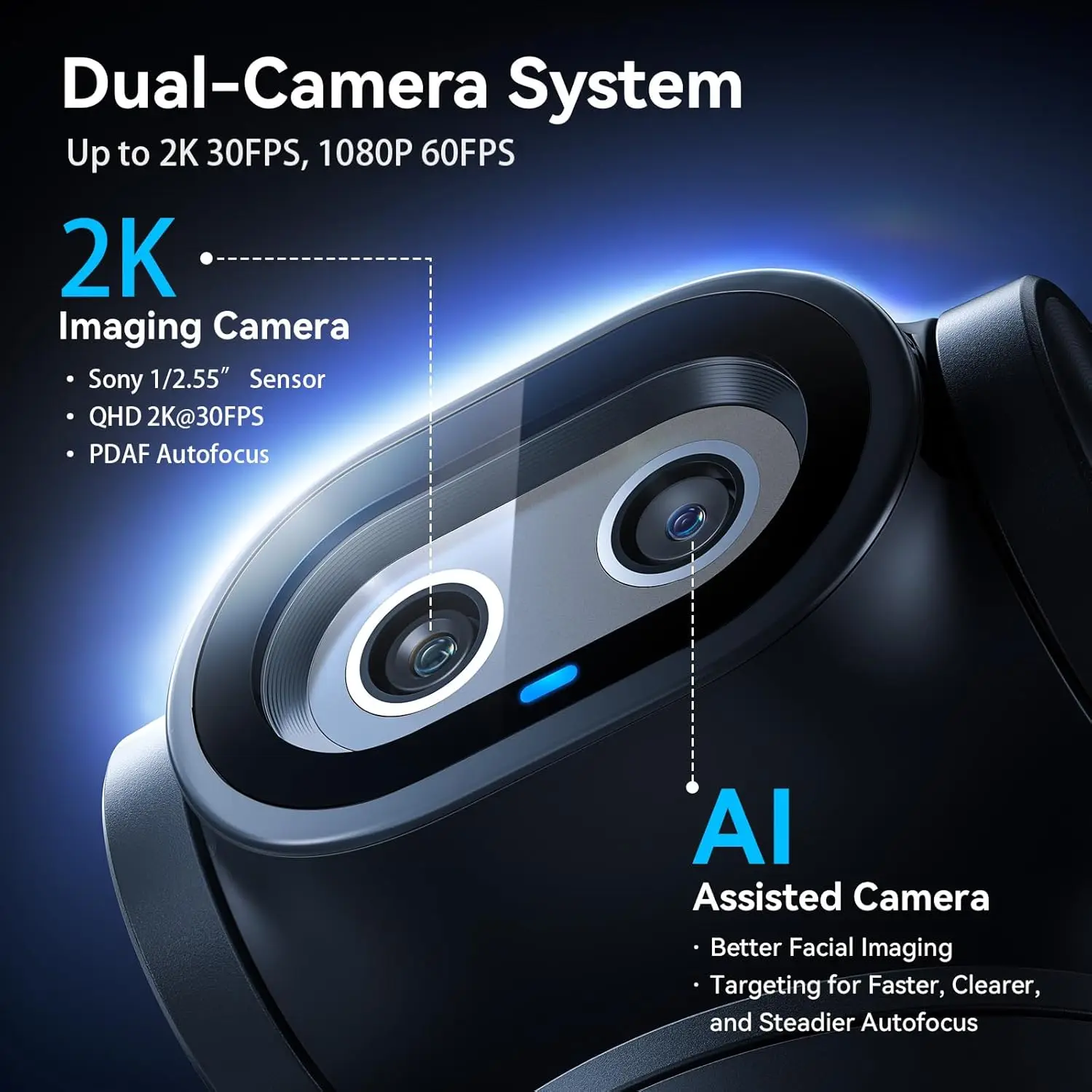 Dual-Camera AI PTZ 2K Webcam with Auto-Tracking and Gesture 8