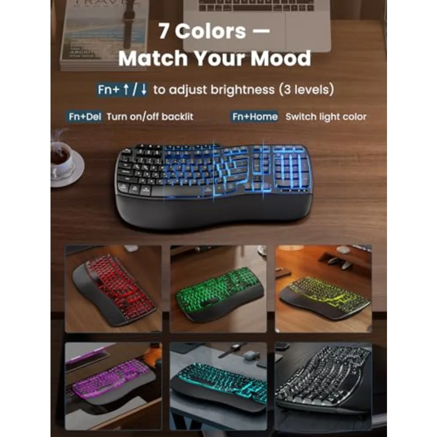 Ergonomic Wireless Keyboard and Mouse Combo 13