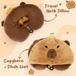 Cute Plush Capybara Shaped Travel Neck Pillow with Citrus 3 | PricZone