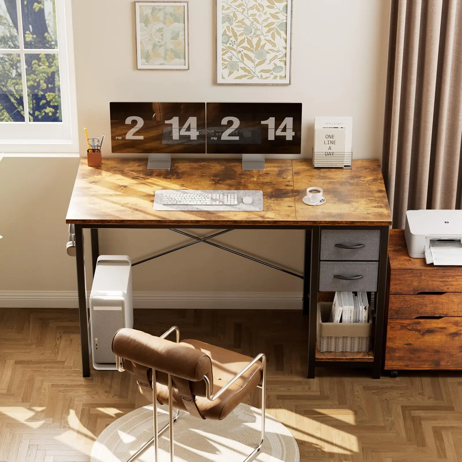 47-in Computer Desk with 2 Drawers for Study Office 16