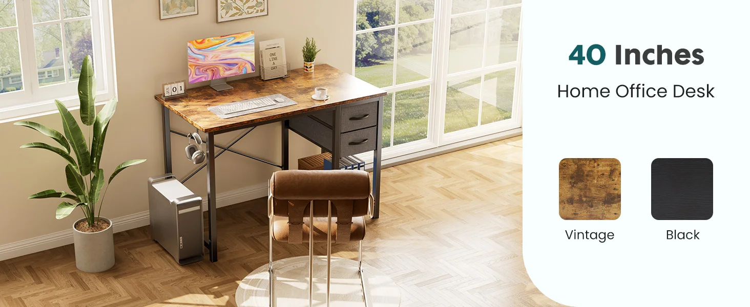 47-in Computer Desk with 2 Drawers for Study Office 10