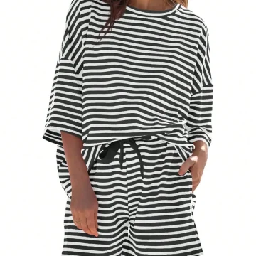 Striped Athleisure 2 Piece Sweatsuit Set 1 | PricZone