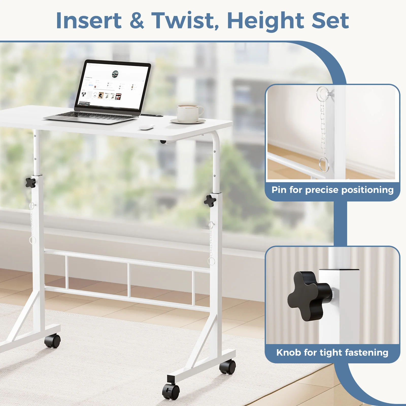Adjustable 5inch Height Mobile Desk with Locking Wheels 4 | PricZone Adjustable 5 inch Height Mobile Desk with Locking Wheels 4 | PricZone