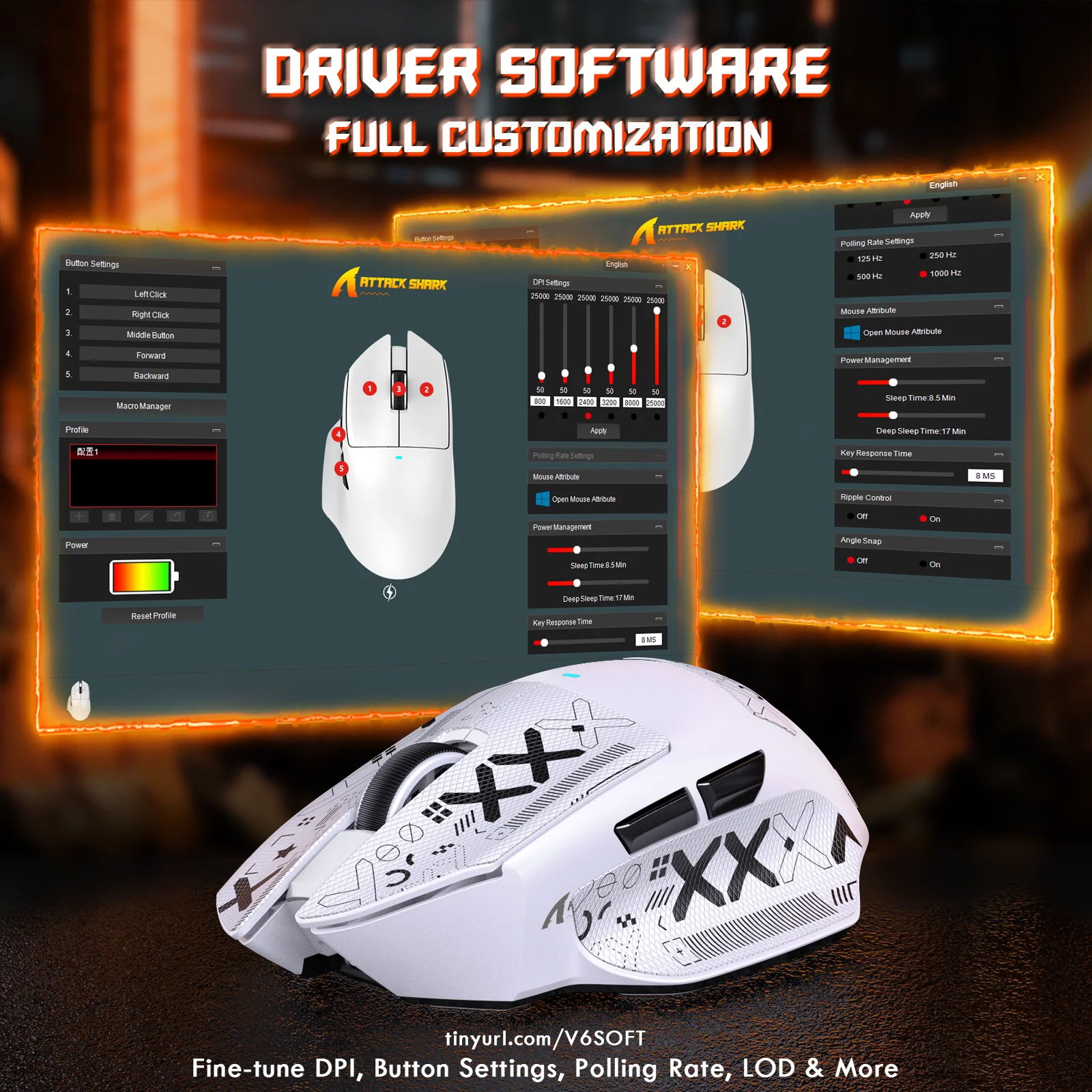 Attack Shark V6 65G Wireless Gaming Mouse RGB Magnetic 4 | PricZone Attack Shark V6 65G Wireless Gaming Mouse RGB Magnetic 4 | PricZone