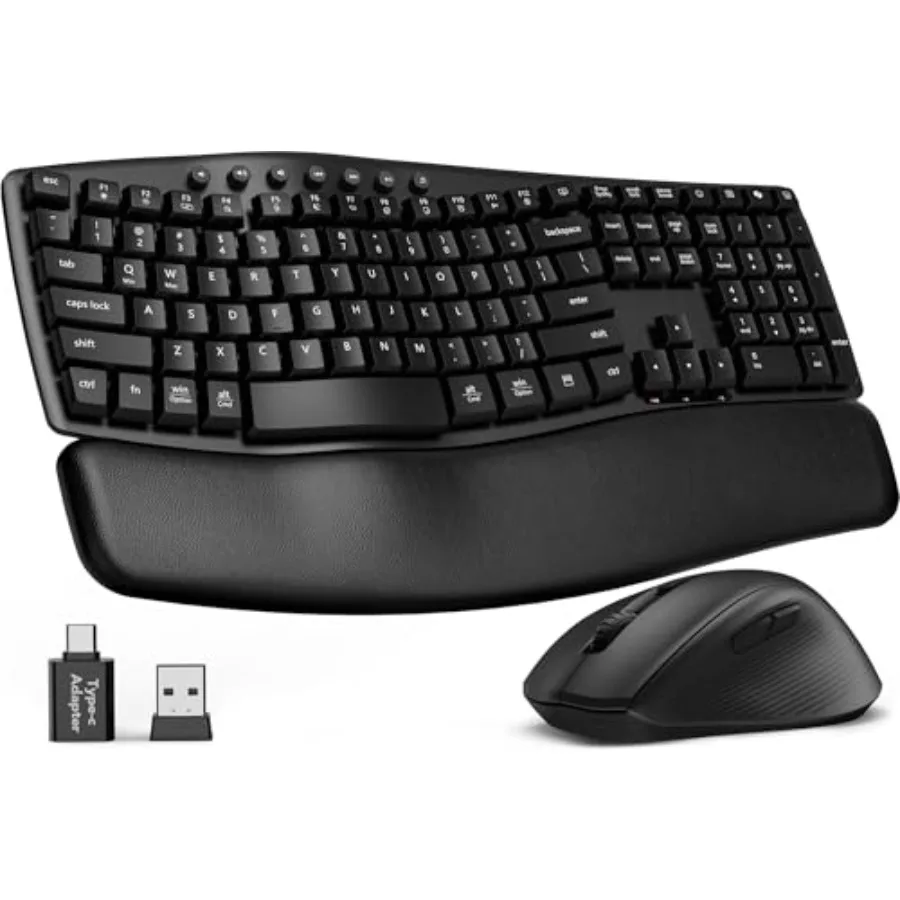 Wireless Keyboard and Mouse Combo Ma41 30Db Quiet Ergonomic 9