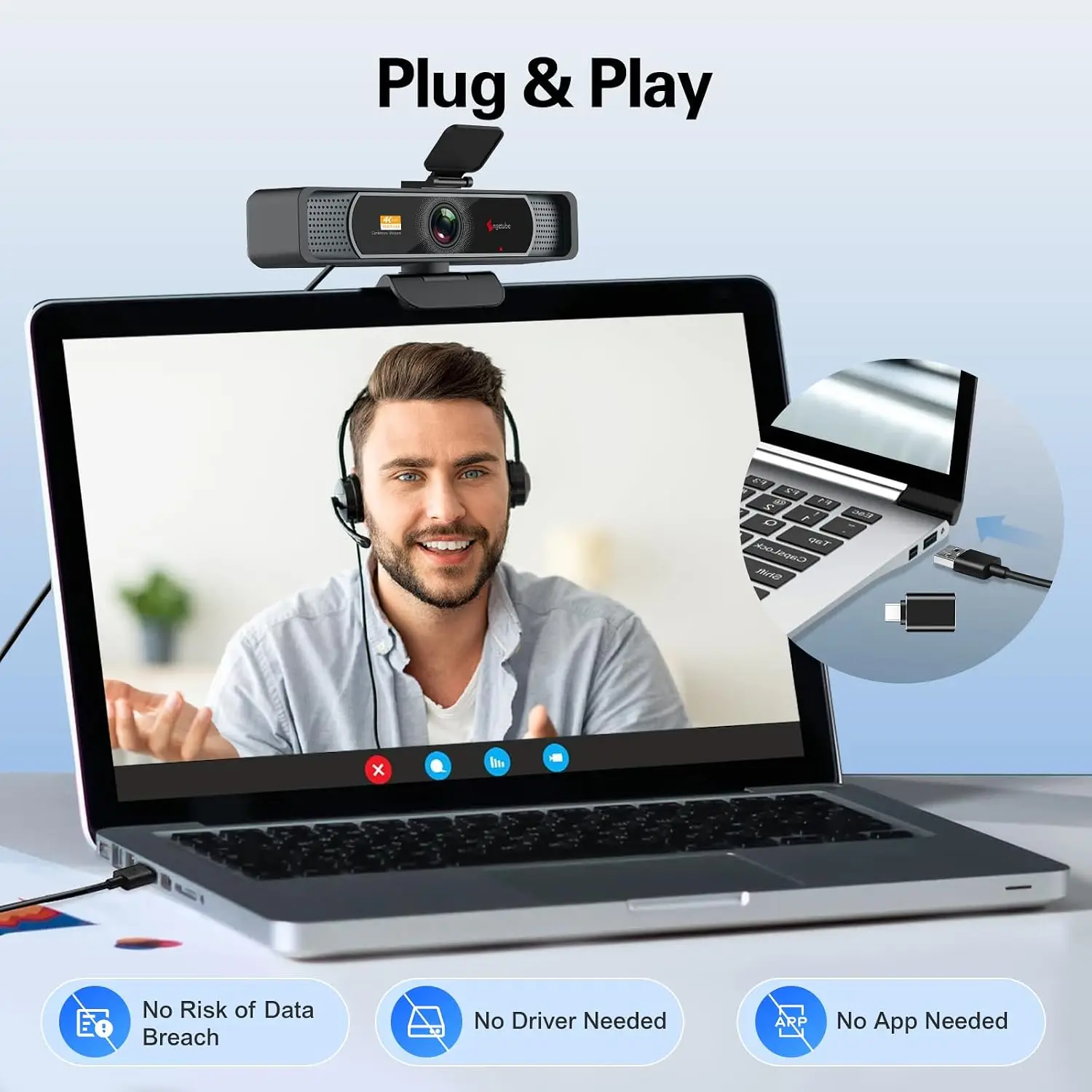 4K Webcam with 120° Wide Angle Pdaf Autofocus 11