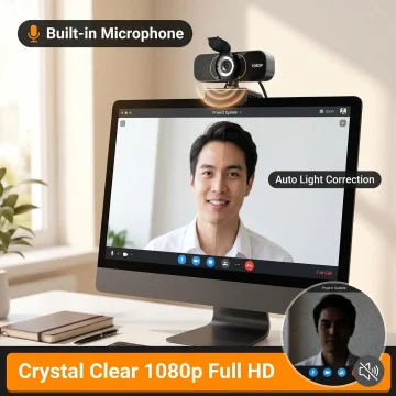 1080P Plug and Play USB Webcam with Microphone 2