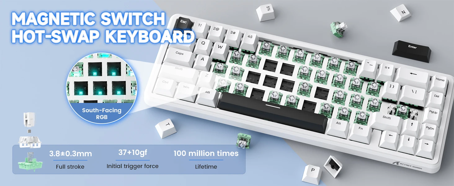 Attack Shark X65 He 65% Wired Gaming Keyboard with 8000Hz 14