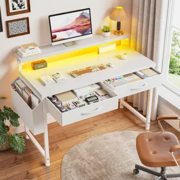 Enhomee 378 Inch RGB LED Study Desk with Monitor Stand 1 | PricZone