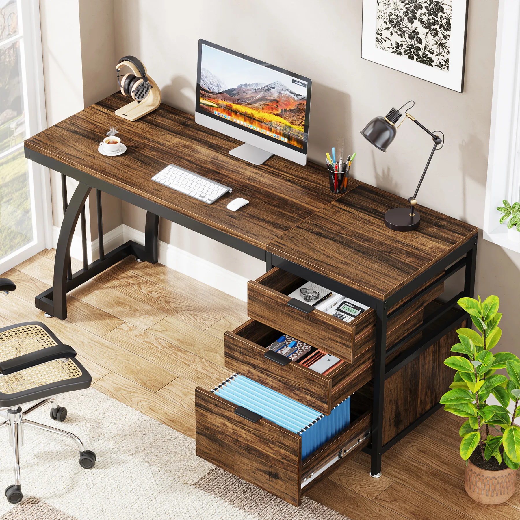 Tribesigns Computer Desk with 3 Reversible Drawers 3 | PricZone Tribesigns Computer Desk with 3 Reversible Drawers 3 | PricZone