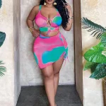 Plus Size Womens 3Pc Swimsuit Set with Gradient Print 5 | PricZone Plus Size Womens 3Pc Swimsuit Set with Gradient Print 5 | PricZone