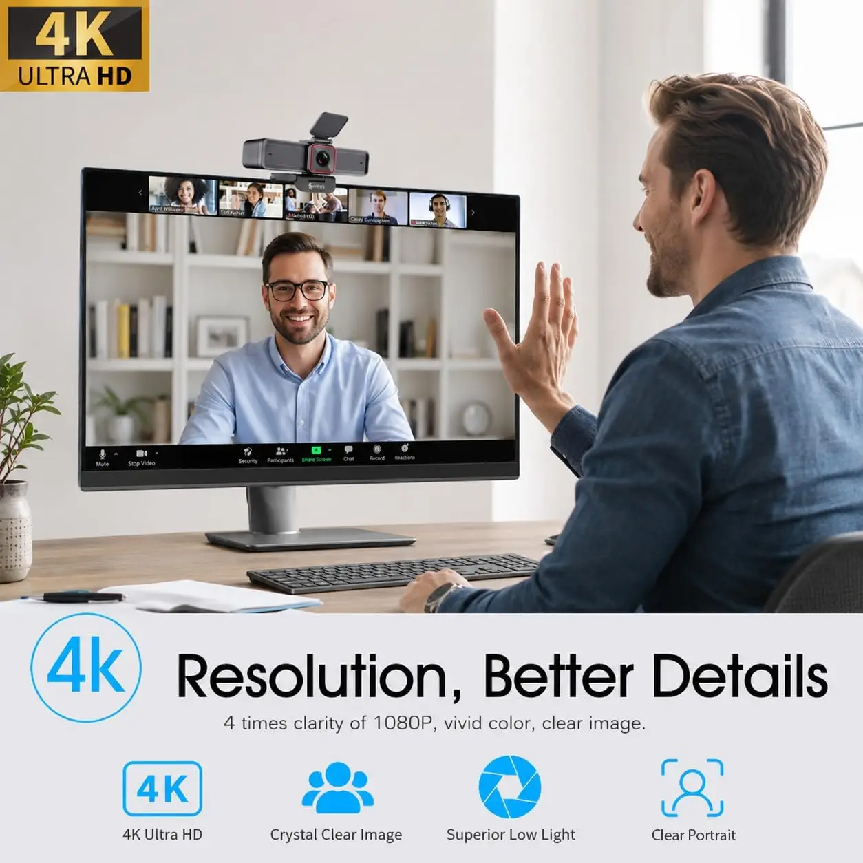 4K Webcam with AI Tracking and Wide Angle Remote Control 8