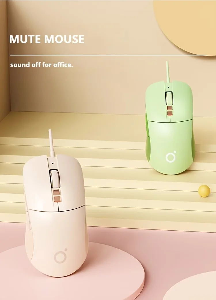 Ergonomic Silent Click USB Optical Mouse 2400 DPI 8 | PricZone Pastel wireless mice on a soft backdrop with the MUTE MOUSE slogan promoting quiet operation for the office | PricZone