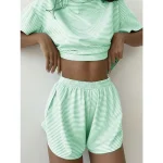 Contrasting Striped Knitted 2 Piece Casual Loungewear Set 2 | PricZone