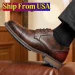 Retro Casual Leather Shoes Cap Toe Oxford Derby Fashion 1 | PricZone