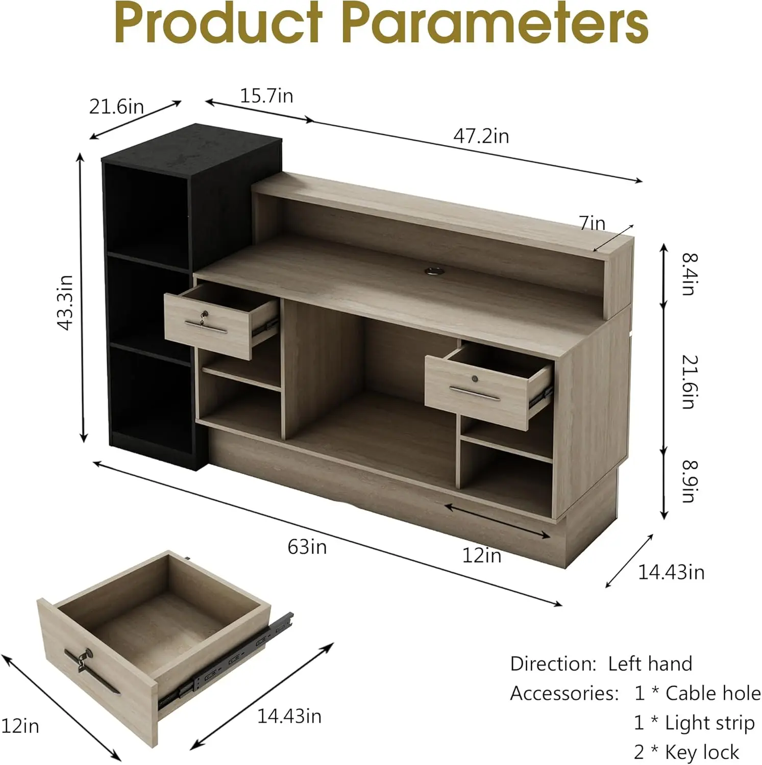 Travertine Reception Desk 63 in x 71 in with Locking Drawers 2 | PricZone Travertine Reception Desk 63 in x 71 in with Locking Drawers 2 | PricZone