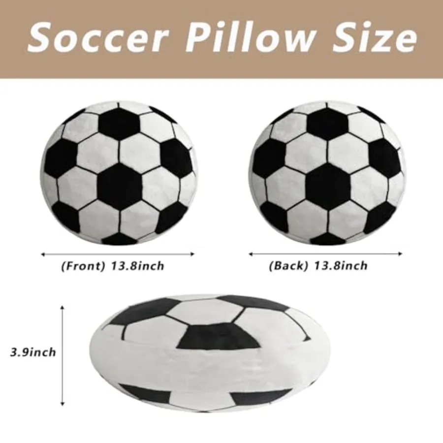 Soccer Ball Plush Pillow Round Fluffy Flannel Throw Cushion 3 | PricZone Soccer Ball Plush Pillow Round Fluffy Flannel Throw Cushion 3 | PricZone
