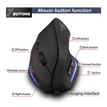 Vertical Wireless Mouse with 3 Connectivity Modes for PC 2