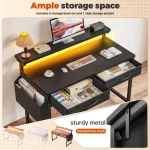 Enhomee 378 Inch RGB LED Study Desk with Monitor Stand 4 | PricZone