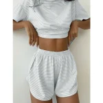 Contrasting Striped Knitted 2 Piece Casual Loungewear Set 4 | PricZone