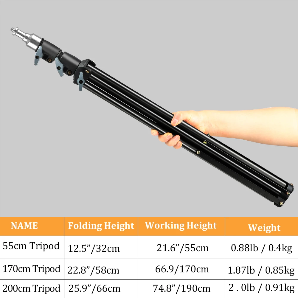 Sh Extendable Tripod 190Cm with 14 Screw Wheels Bluetooth 5 | PricZone Hand holding a 3 section extendable tripod selfie stick with a mount at the end against a gray background table below shows specs | PricZone