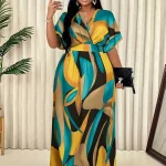 Plus Size Tropical Leaf Print Summer Maxi Dress 6 | PricZone Plus Size Tropical Leaf Print Summer Maxi Dress 6 | PricZone