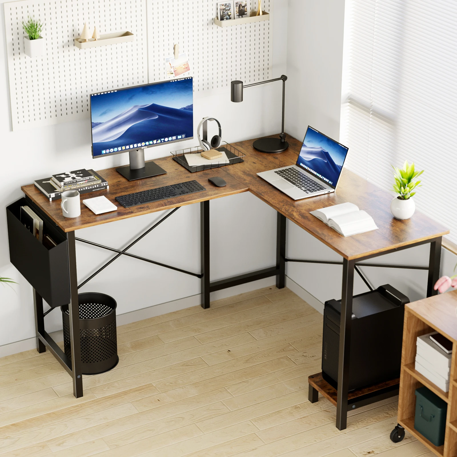 Gaming Office Desk with Storage and Side Bag 14
