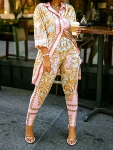 Ornate Print 2 Piece Casual Outfit Set 1 | PricZone