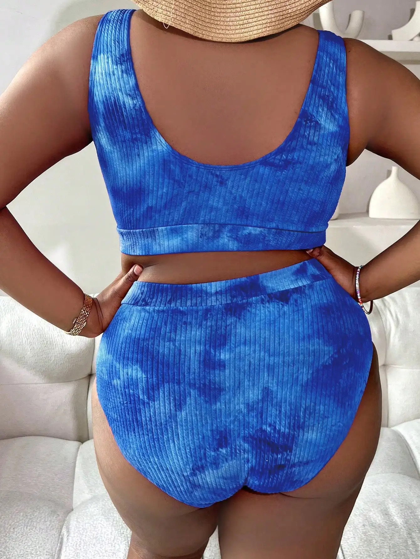 Plus Size Tie Dye Print High Waist Bikini Set for Women 2 | PricZone Plus Size Tie Dye Print High Waist Bikini Set for Women 2 | PricZone