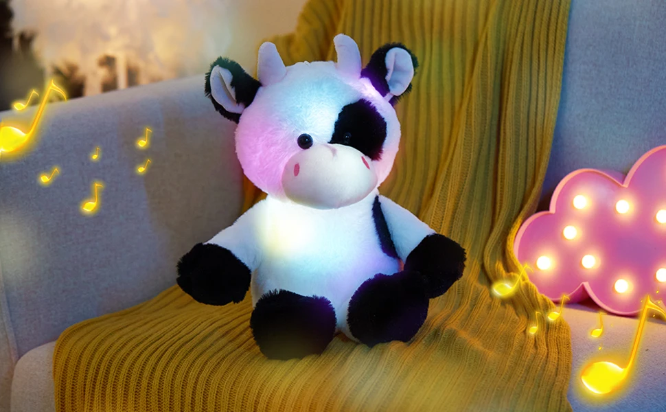Glowing Dairy Cattle Farm Cow Plush Toy for Kids 8