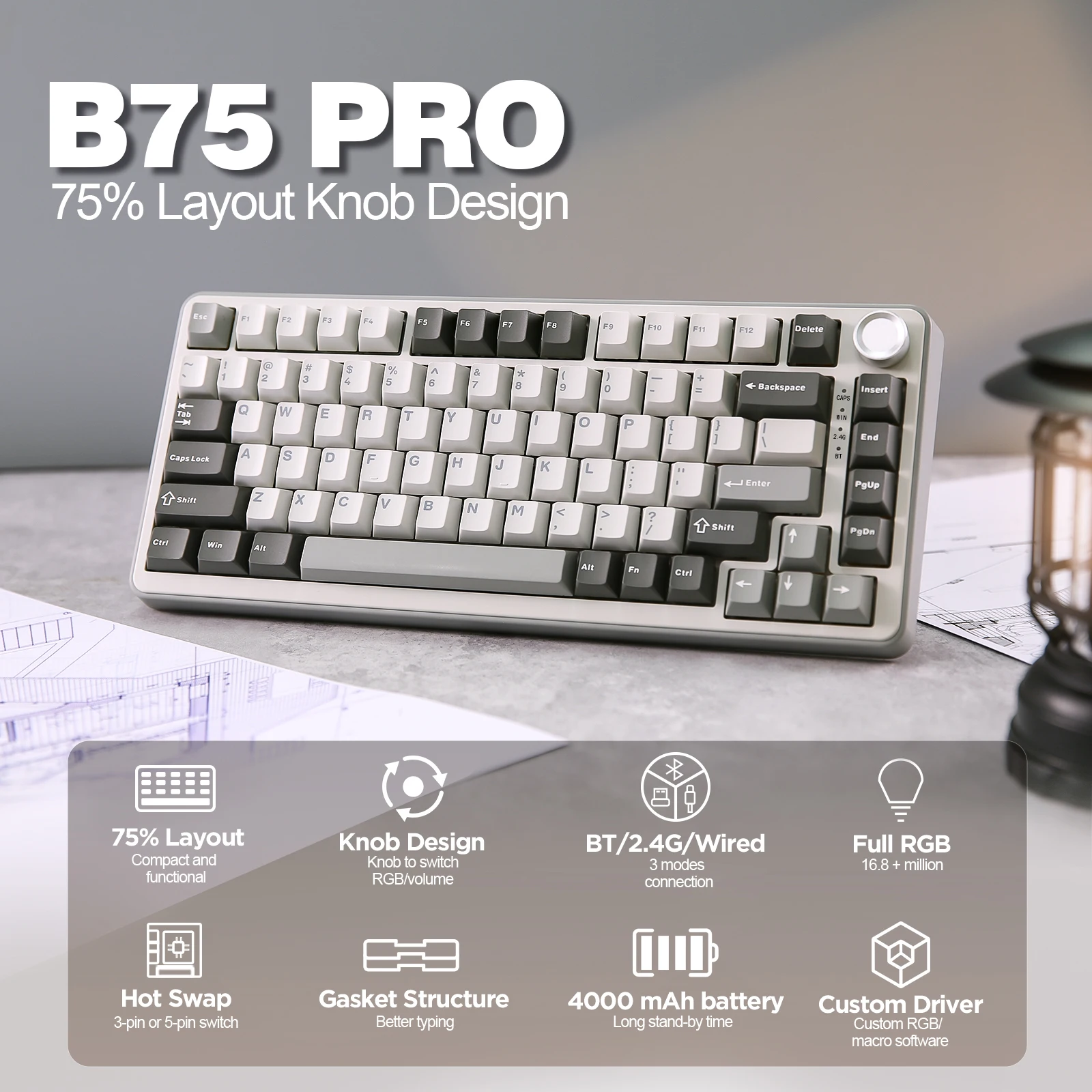 Yunzii B75 Pro 82Key Wireless Mechanical Gaming Keyboard 2 | PricZone Yunzii B75 Pro 82 Key Wireless Mechanical Gaming Keyboard 2 | PricZone