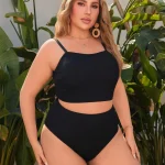 Plus Size 2 Piece Bikini Set with High Waisted Brief 5 | PricZone Plus Size 2 Piece Bikini Set with High Waisted Brief 5 | PricZone