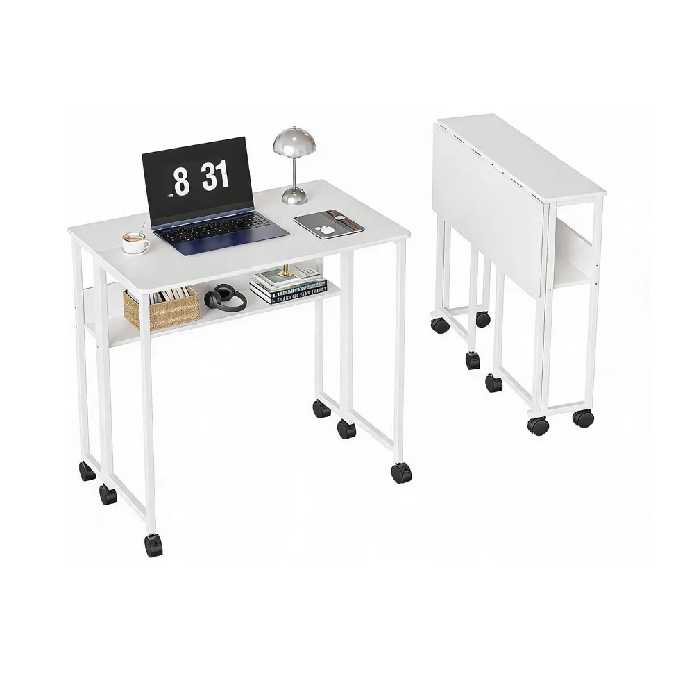 SpaceSaving Computer Desk with Storage Shelf and Wheels 4 | PricZone Space Saving Computer Desk with Storage Shelf and Wheels 4 | PricZone