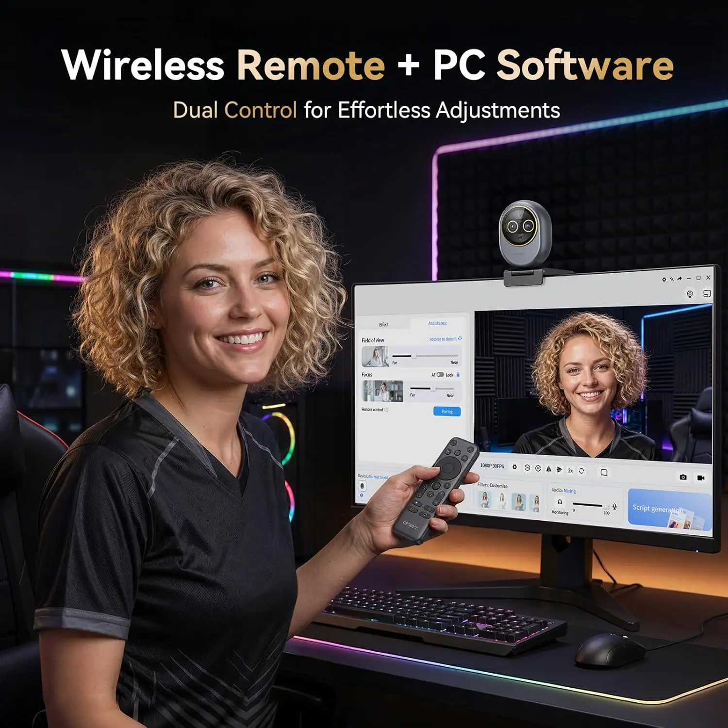 Dual-Camera 4K Webcam for Streaming with 11X Hybrid Zoom 12